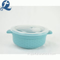 Wholesale personnalisé gaufrage grille binaural pots à soupe en céramique